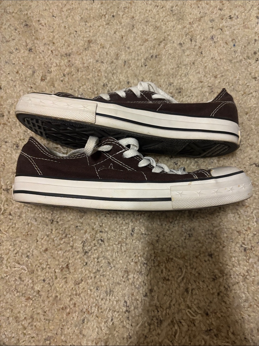Converse One Star Low Top Sneakers - Dark Brown with White Accents - Picture 5 of 6